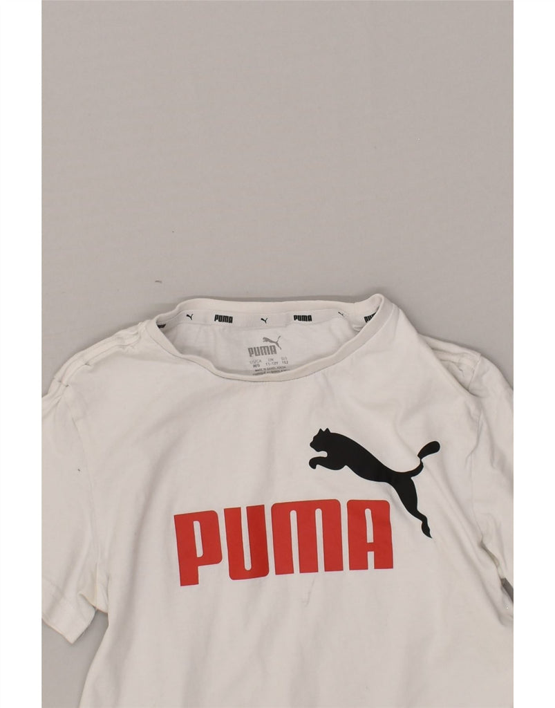 PUMA Boys Graphic T-Shirt Top 11-12 Years White Cotton | Vintage Puma | Thrift | Second-Hand Puma | Used Clothing | Messina Hembry 