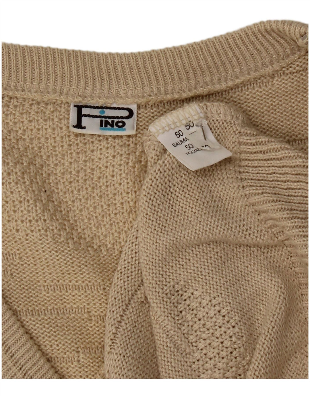 Vintage Mens Vest Tank Top IT 50 Medium Beige Cotton