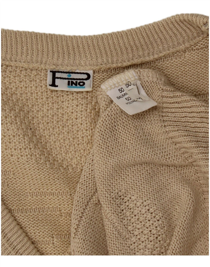 Vintage Mens Vest Tank Top IT 50 Medium Beige Cotton