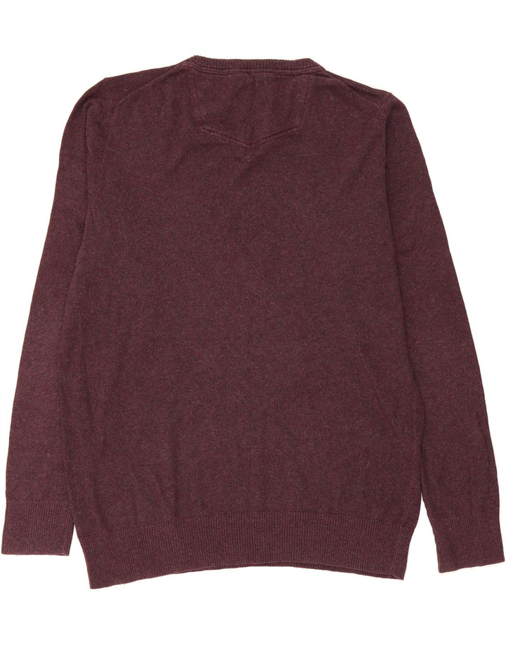 FAT FACE Mens V-Neck Jumper Sweater XL Burgundy Cotton Vintage Fat Face and Second-Hand Fat Face from Messina Hembry 