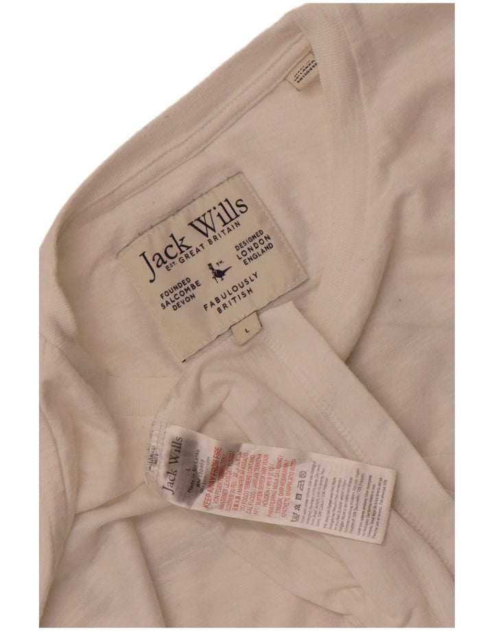JACK WILLS Mens Graphic T-Shirt Top Large White Cotton