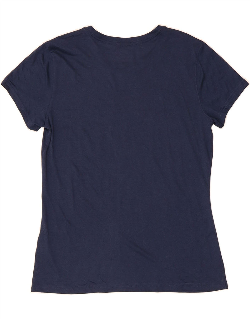 NIKE Womens Dri Fit Graphic T-Shirt Top UK 14 Large Navy Blue Polyester Vintage Nike and Second-Hand Nike from Messina Hembry 