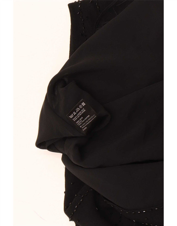 Marks & Spencer Womens Sleeveless Blouse Top UK 20 2XL Black Silk