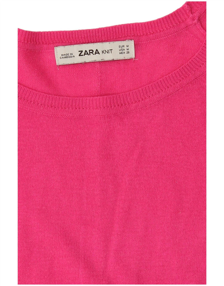 Zara Womens Oversized Boat Neck Jumper Sweater UK 14 Medium Pink