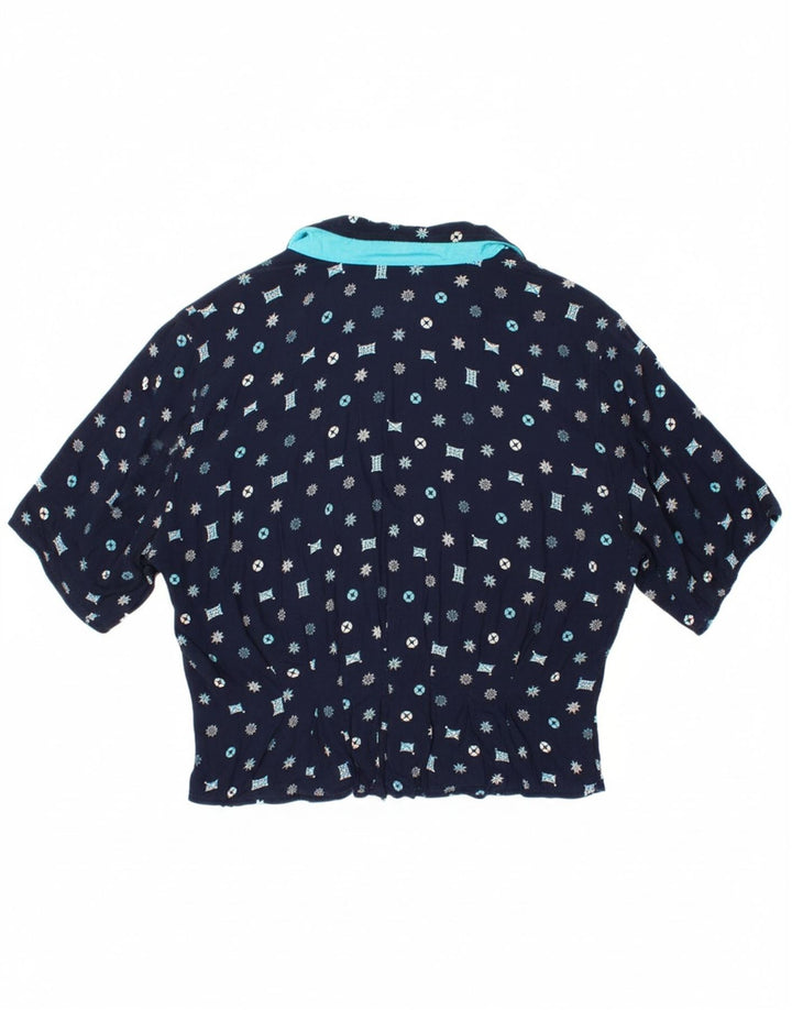 MORLY'S Womens Abstract Pattern Shirt Blouse IT 44 Medium Navy Blue