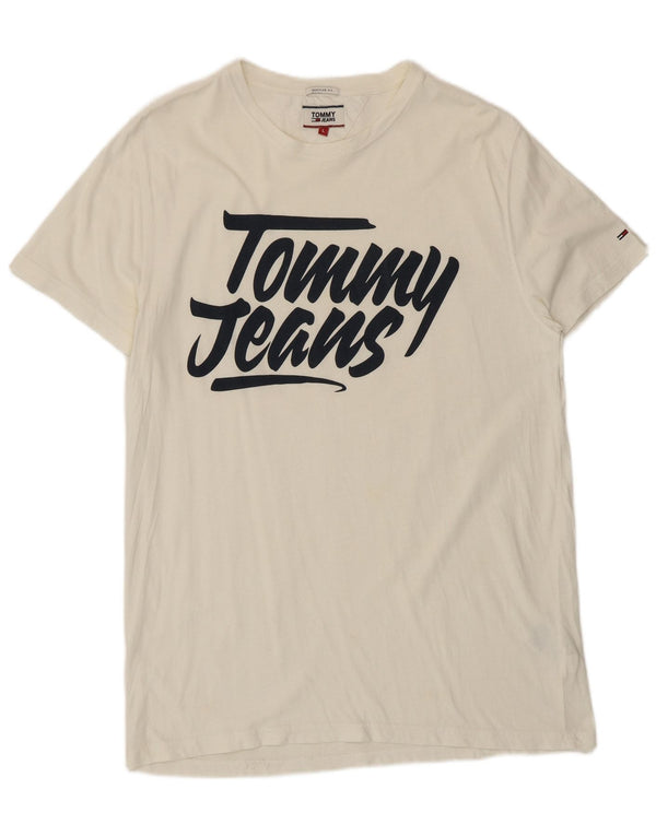 Tommy Hilfiger Mens Regular Fit Graphic T-Shirt Top Large White Cotton