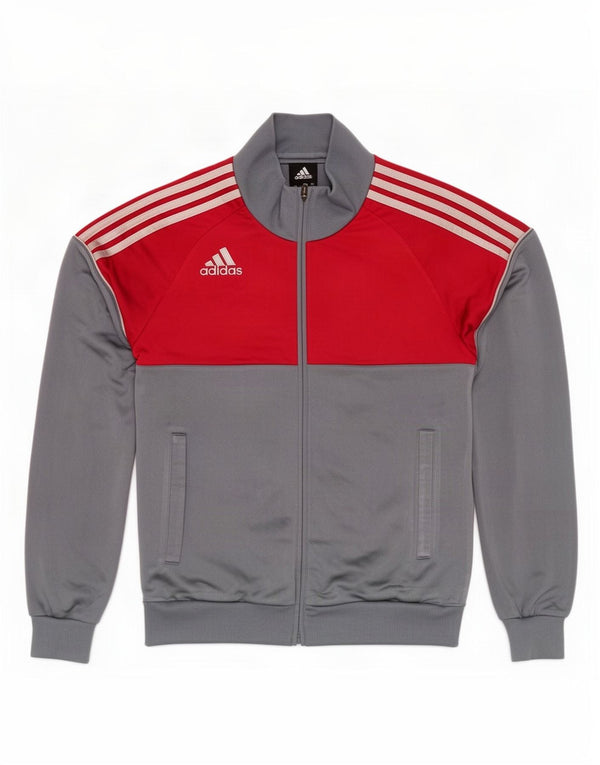 Adidas Boys Tracksuit Top Jacket 13-14 Years Grey Colourblock Polyester