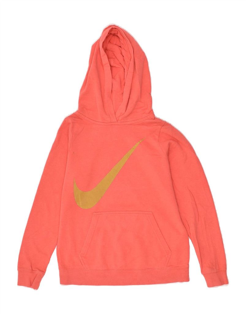 NIKE Boys Graphic Hoodie Jumper 12-13 Years Large  Orange Cotton | Vintage Nike | Thrift | Second-Hand Nike | Used Clothing | Messina Hembry 