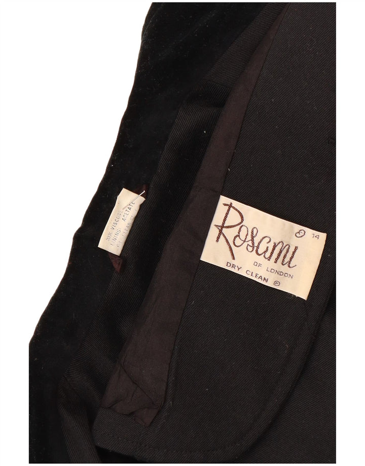 Rosami  Womens 2 Button Blazer Jacket UK 14 Large Black Acetate