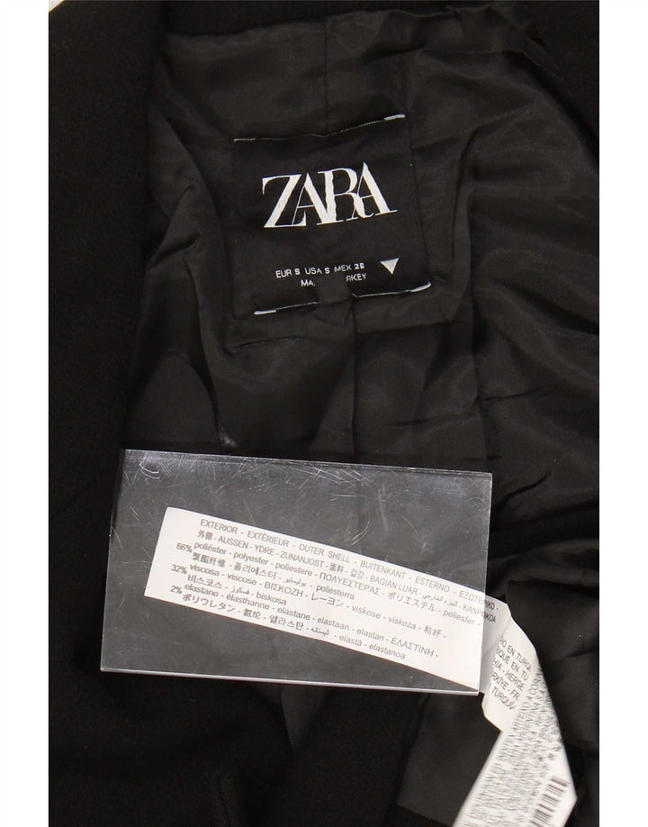 Zara Womens Double Breasted Bolero Jacket UK 10 Small Black Polyester