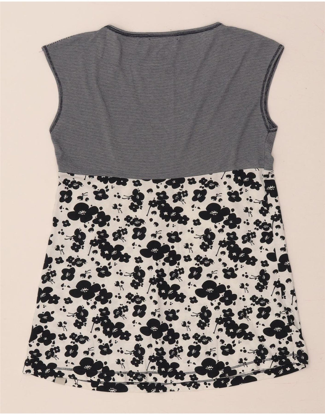 CONVERSE Womens Sleeveless Blouse Top UK 12 Medium Navy Blue Floral Cotton