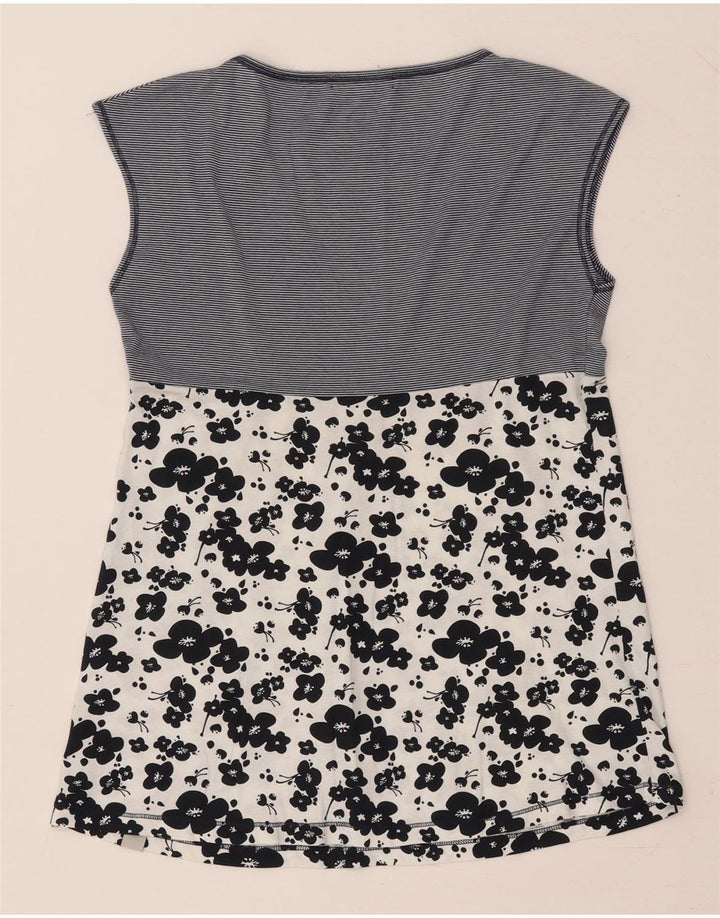 CONVERSE Womens Sleeveless Blouse Top UK 12 Medium Navy Blue Floral Cotton