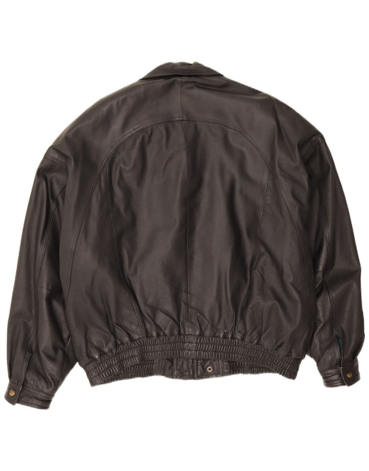 Vintage Mens Leather Jacket UK 44 2XL Black Leather