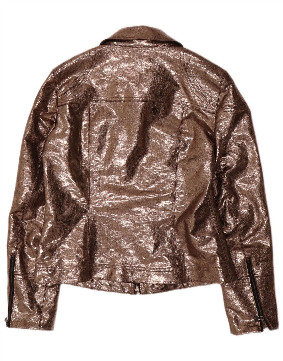 AMBIENTE Womens Faux Leather Utility Jacket UK 14 Large Brown Polyester