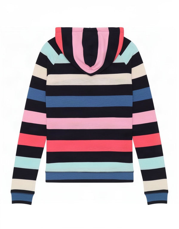 Joules Womens Hoodie Jumper UK 10 Small Multicoloured Striped Cotton