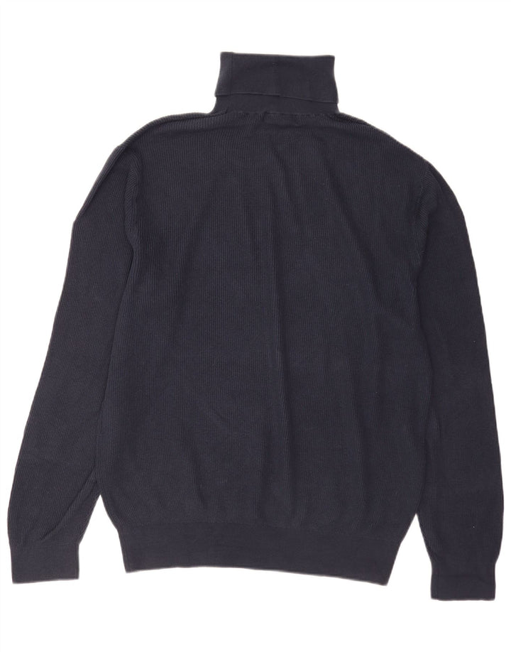 Nautica Mens Roll Neck Jumper Sweater Large Navy Blue Cotton