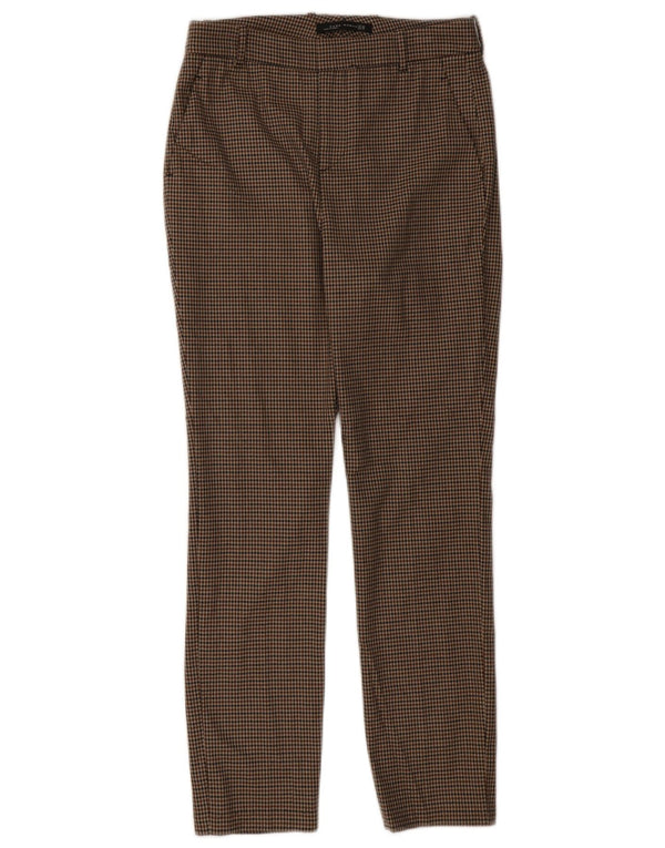 Zara Womens Slim Chino Trousers EU 38 Small W28 L28 Brown Houndstooth