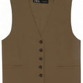 Zara Womens Waistcoat UK 10 Small Khaki Polyester