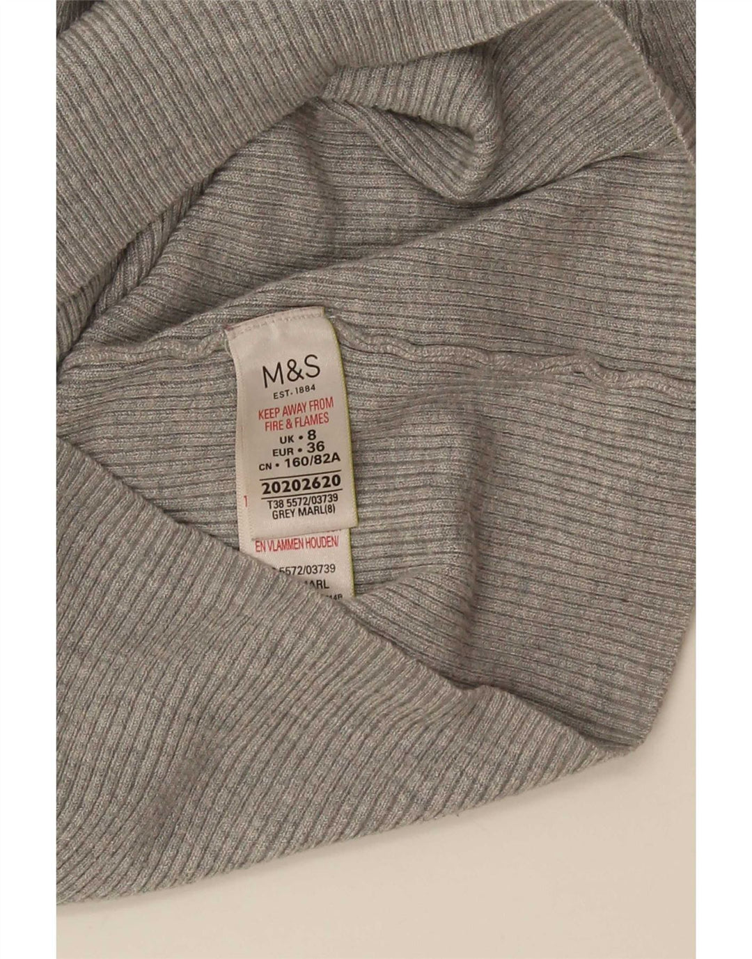 Marks & Spencer Womens Roll Neck Jumper Sweater UK 8 Small Grey Viscose