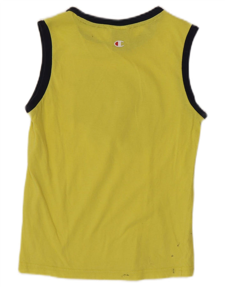 CHAMPION Boys Graphic Vest Top 7-8 Years Small Yellow