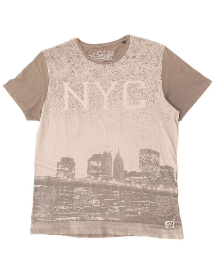 Jack & Jones Mens Graphic T-Shirt Top XL Grey