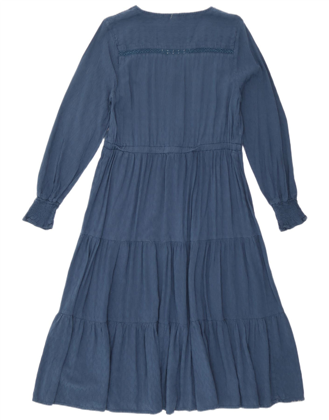 White Stuff Womens Long Sleeve Tiered Dress UK 12 Medium Blue Viscose