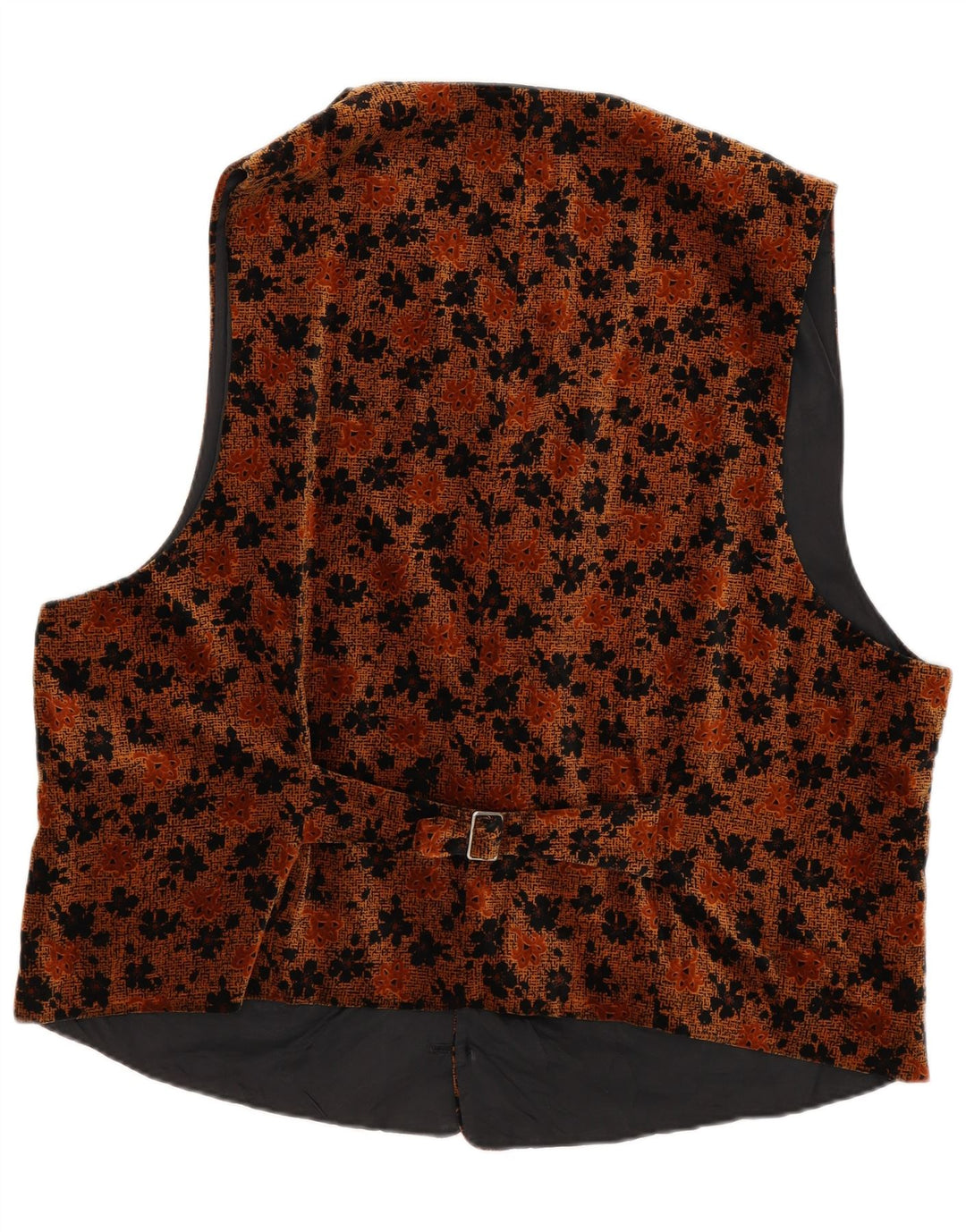 Vintage Mens Velvet Waistcoat Medium Brown Floral
