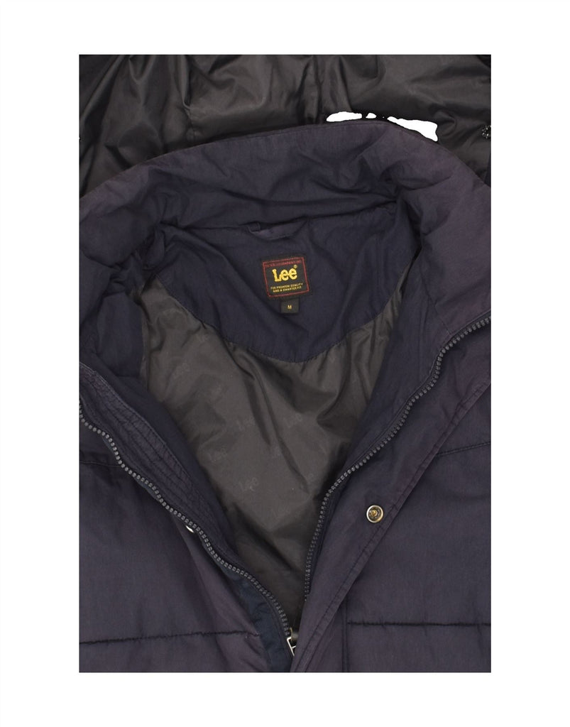 LEE Mens Hooded Padded Jacket UK 38 Medium Navy Blue Polyester | Vintage Lee | Thrift | Second-Hand Lee | Used Clothing | Messina Hembry 