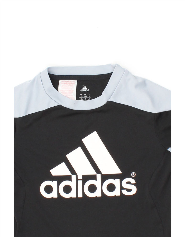 ADIDAS Boys Climalite Graphic T-Shirt Top 7-8 Years Small Black Vintage Adidas and Second-Hand Adidas from Messina Hembry 
