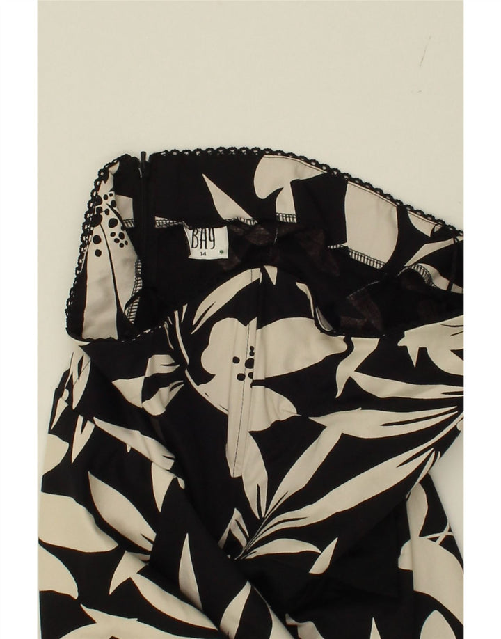 BAY Womens Strapless Dress UK 14 Medium  Black Floral Cotton Vintage Bay and Second-Hand Bay from Messina Hembry 