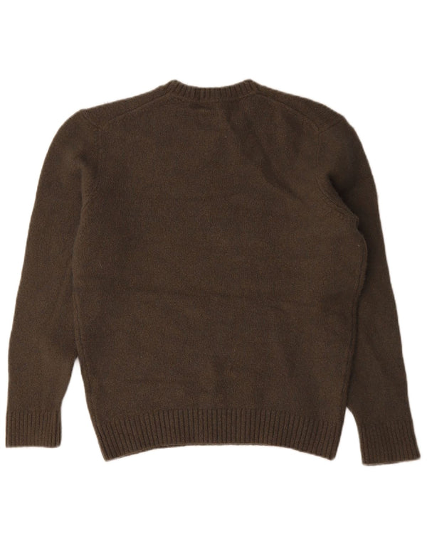 Massimo Dutti Womens Crew Neck Jumper Sweater UK 16 Large Brown Wool