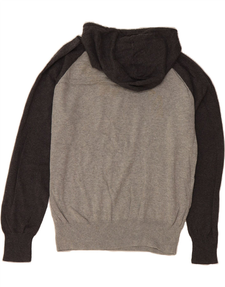 J. CREW Mens Hooded Jumper Sweater Large Grey Colourblock Cotton