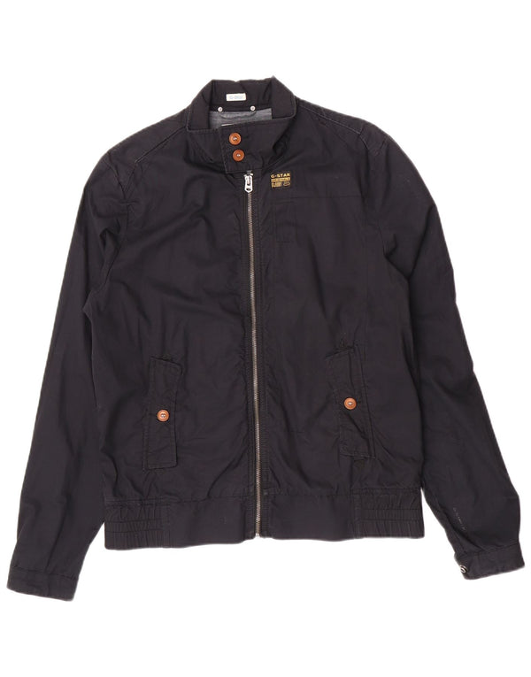 G-Star Mens Bomber Jacket UK 38 Medium Navy Blue Cotton