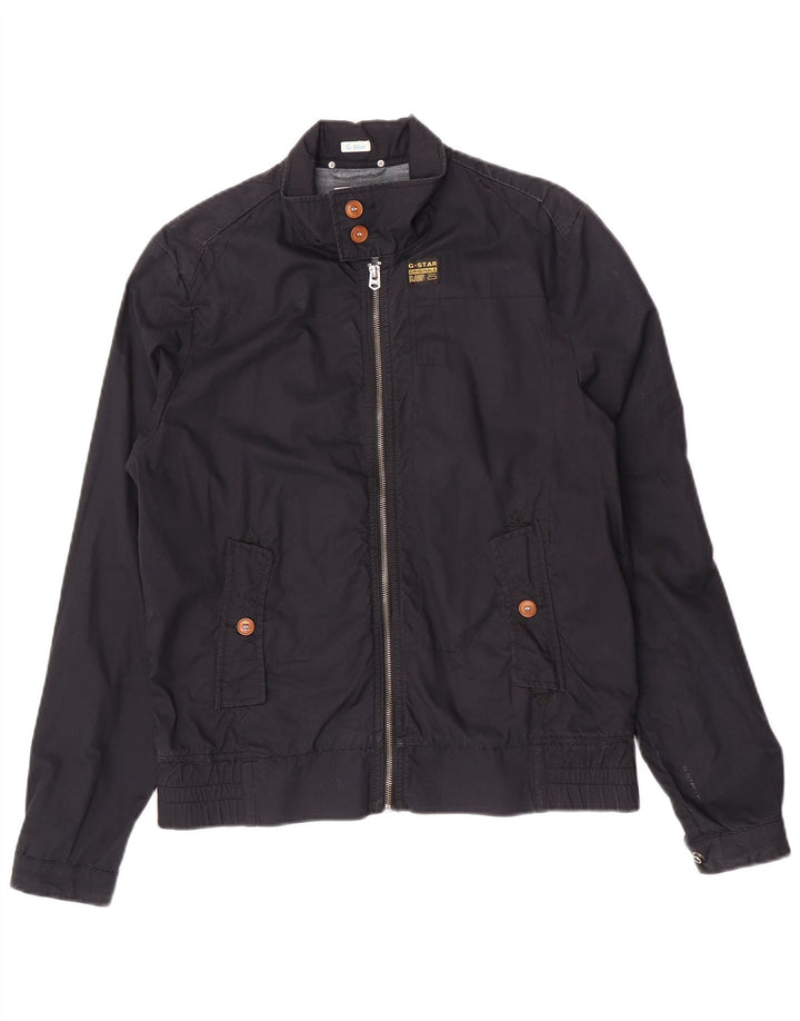 G-Star Mens Bomber Jacket UK 38 Medium Navy Blue Cotton