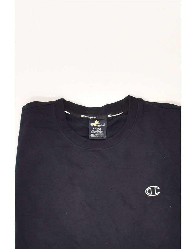 CHAMPION Mens Sweatshirt Jumper Large Navy Blue Cotton | Vintage Champion | Thrift | Second-Hand Champion | Used Clothing | Messina Hembry 