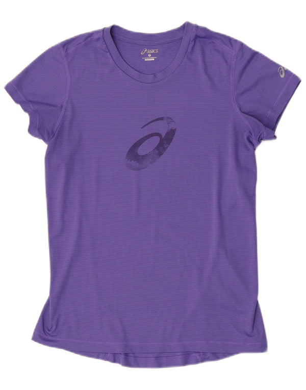Asics Womens Graphic T-Shirt Top UK 10 Small Purple Pinstripe
