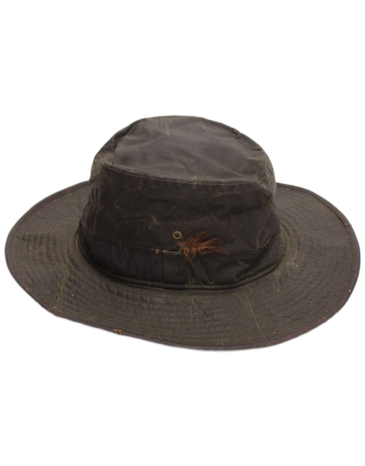 Vintage Mens Waxed Bucket Hat Large Khaki Cotton
