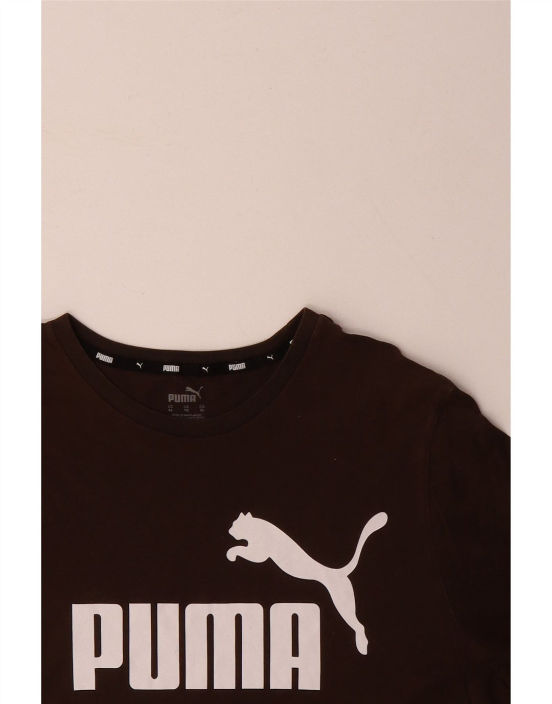 PUMA Mens Graphic T-Shirt Top XL Brown Cotton