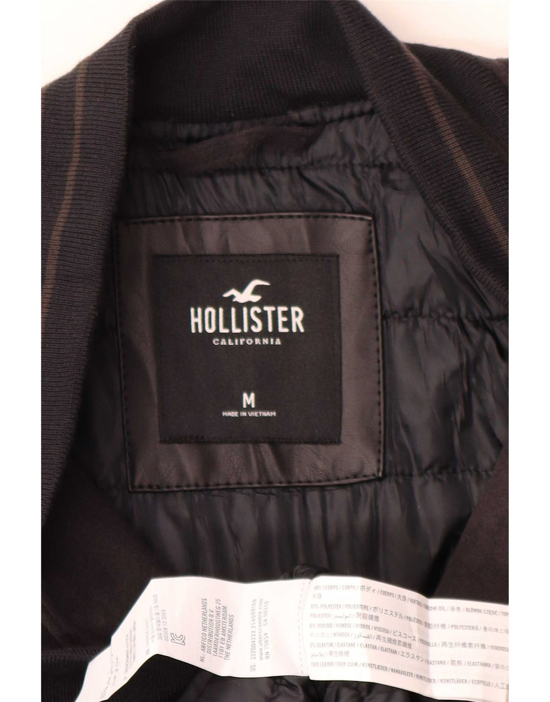 Hollister Mens Graphic Varsity Jacket UK 38 Medium Black Polyester