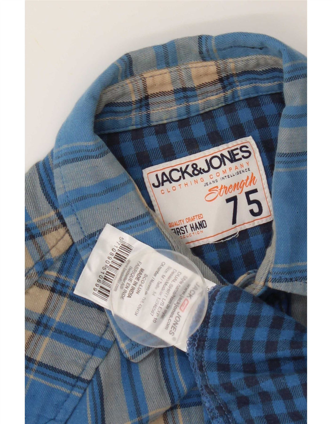 Jack & Jones Womens Flannel Shirt Medium Blue Plaid Cotton