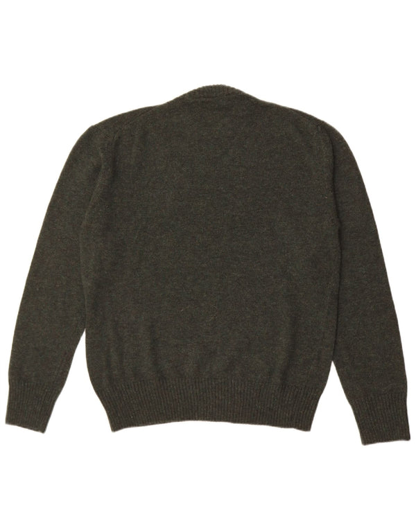 Vintage Mens Crew Neck Jumper Sweater Medium Khaki Wool