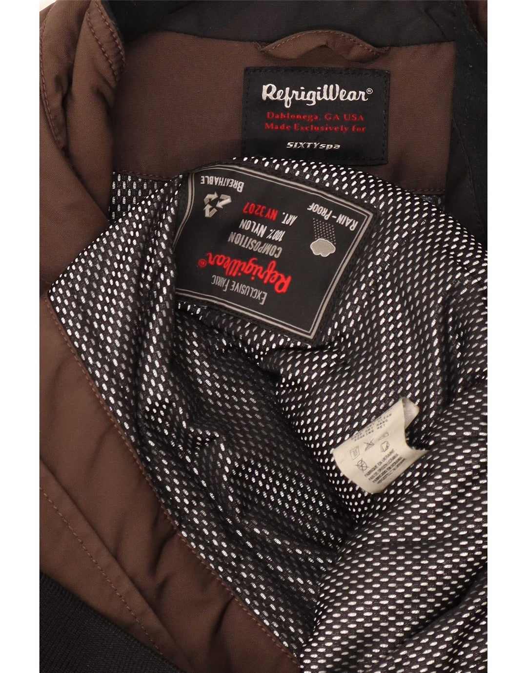 Refrigiwear Mens Bomber Windbreaker Jacket UK 44 2XL Brown Nylon