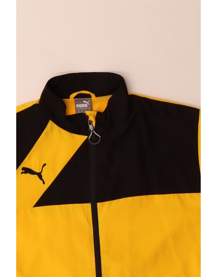 Puma Mens Tracksuit Top Jacket Medium Yellow Colourblock Polyester