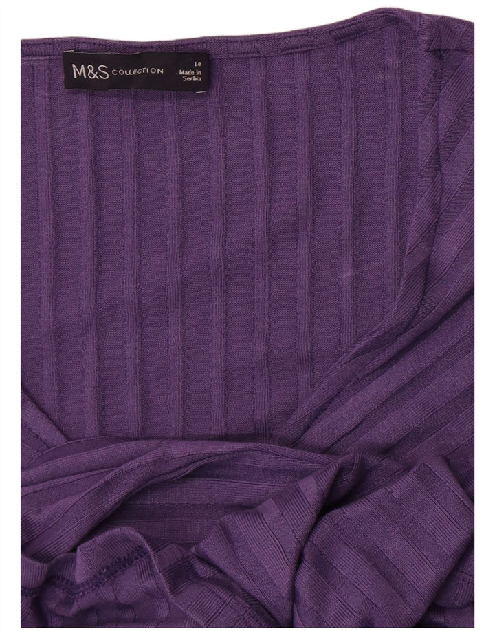 Marks & Spencer Womens A-Line Dress UK 14 Medium Purple Striped