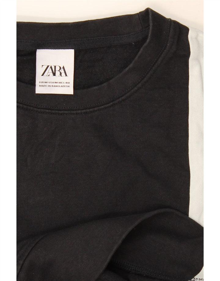 Zara Mens Sweatshirt Jumper Medium Black Colourblock