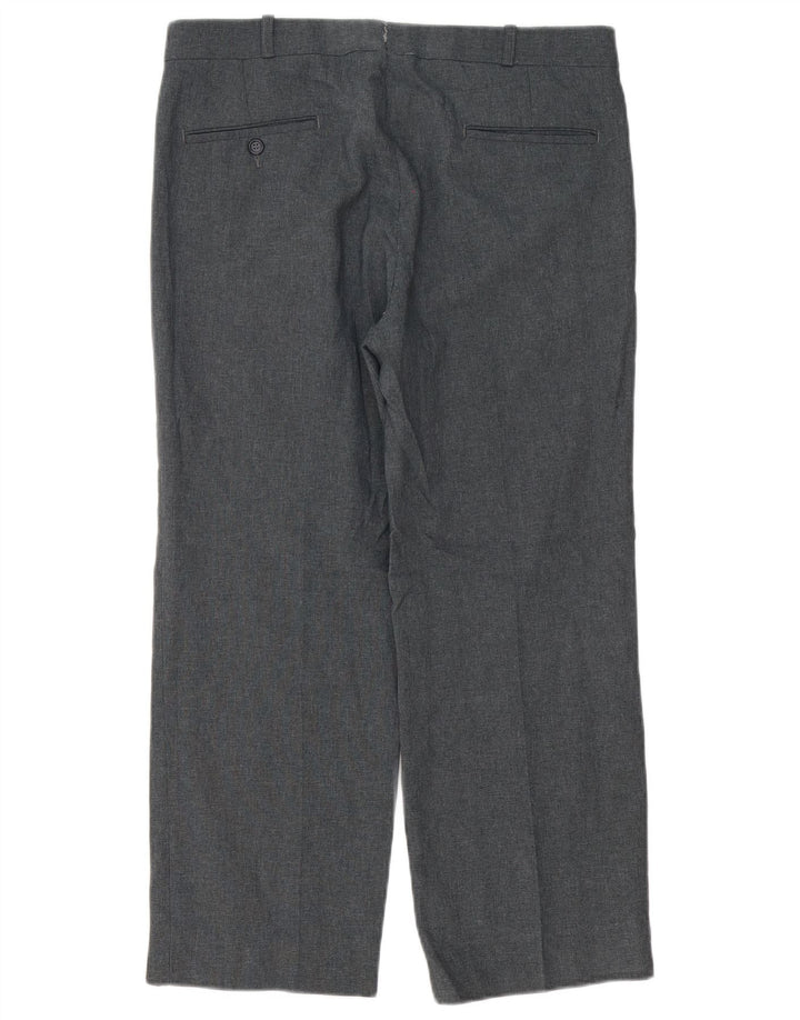 Farah Mens Wide Leg Suit Trousers W32 L26 Grey Polyester