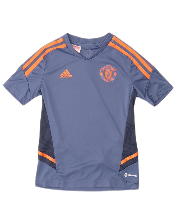Adidas Boys Manchester United Graphic T-Shirt Top 9-10 Years Blue