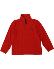 ASICS Boys Zip Neck Fleece Jumper 9-10 Years Red Polyester