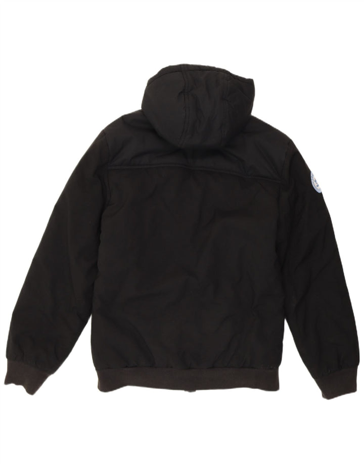 ADIDAS Mens Hooded Bomber Jacket UK 38 Medium Black Nylon Vintage Adidas and Second-Hand Adidas from Messina Hembry 