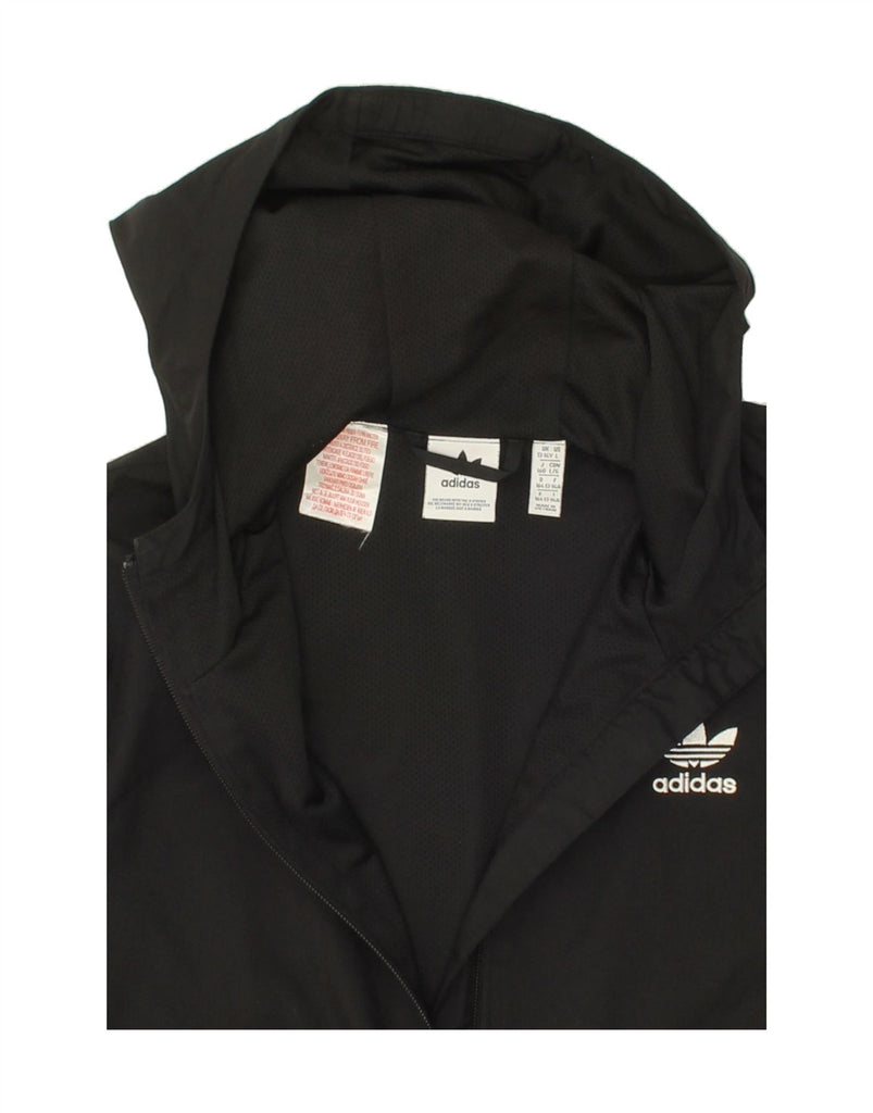 ADIDAS Boys Hooded Tracksuit Top Jacket 13-14 Years Black Polyester Vintage Adidas and Second-Hand Adidas from Messina Hembry 